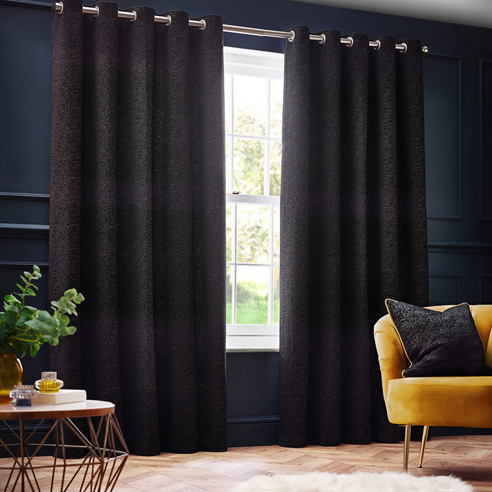 Galaxy Eyelet, Black - Ready Made Curtains - Image 3